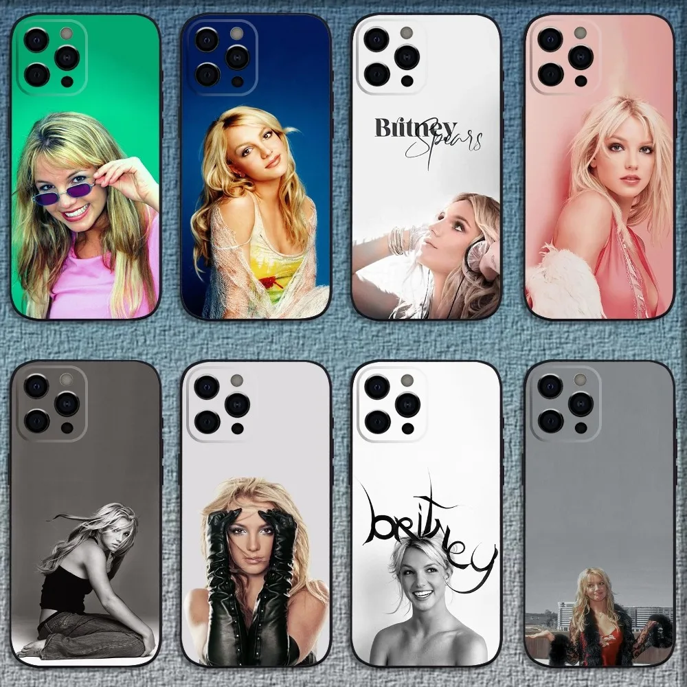 Singer B-Britney S-Spears Phone Case For iPhone 16,15,14,13,12,11,Pro,X,XS,Max,XR,Plus,Mini Soft Black Cover