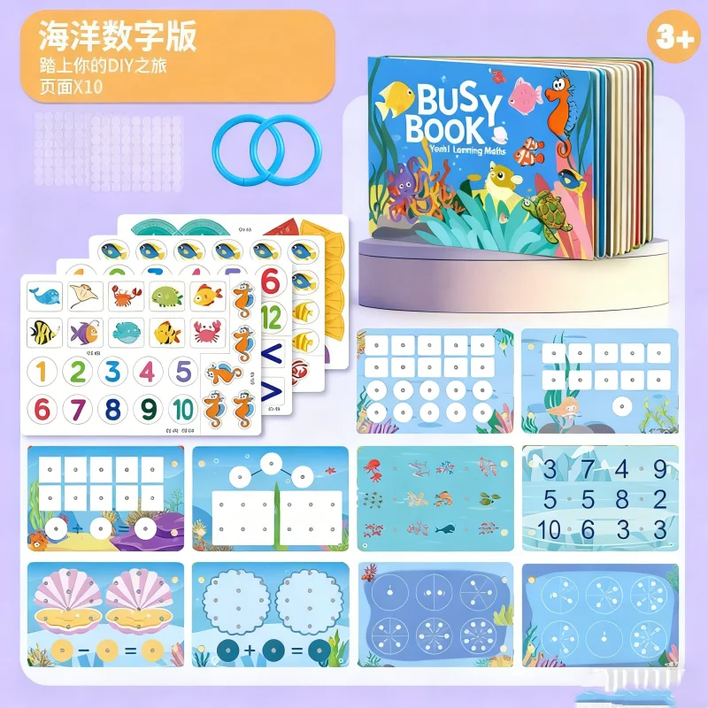 Busy Book for Toddlers Ages 2-6 Quiet Book Preschool Learning Activity Reusable Sticker & Velcro Matching Montessori Fine Mot
