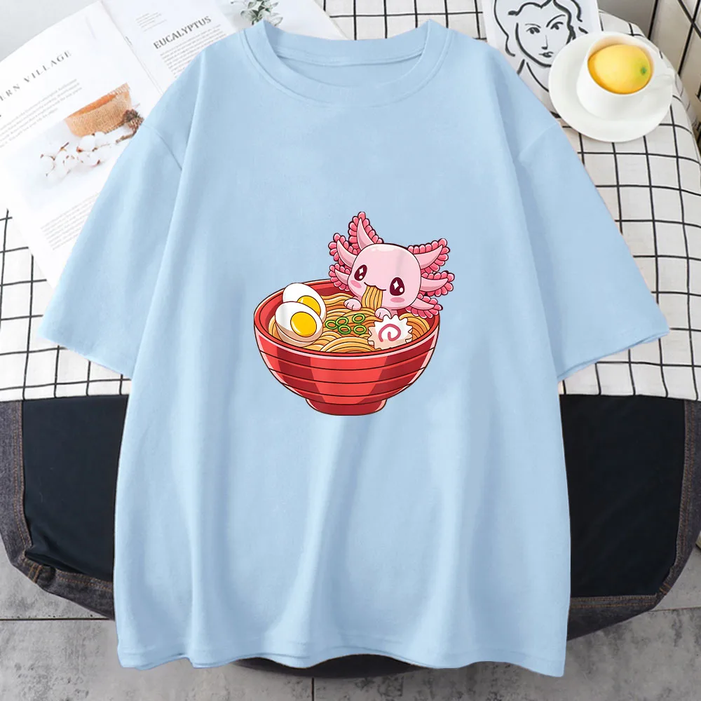 Rosa Axolotl Harajuku Frauen Männer Kleidung Kawaii/niedlichen weiblichen T-Shirt Frühling und Sommer lässig Kurzarm Tops Paare Kleidung