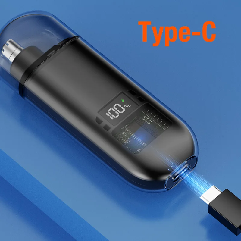 Portable Mini LED Display Nasal Hair Trimmer with Type-C Charging Versatile Compact Personal Grooming Tool view 3