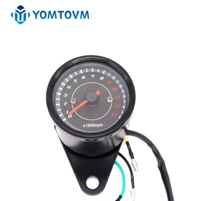 Motorcycle Tachometer Meter LED Backlight Tachometer Gauge 13000RPM Rev Counter for Harley DC 12V