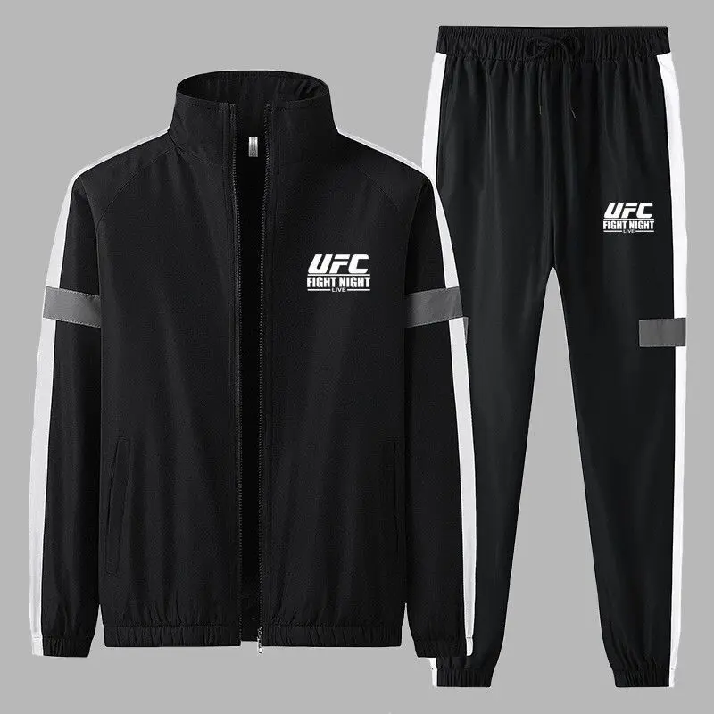 UFC Autumn Winter New Stand Collar Jacket Boxing Sportswear Men Set MMA Long Sleeve Training Suit Combat Gear Fitness