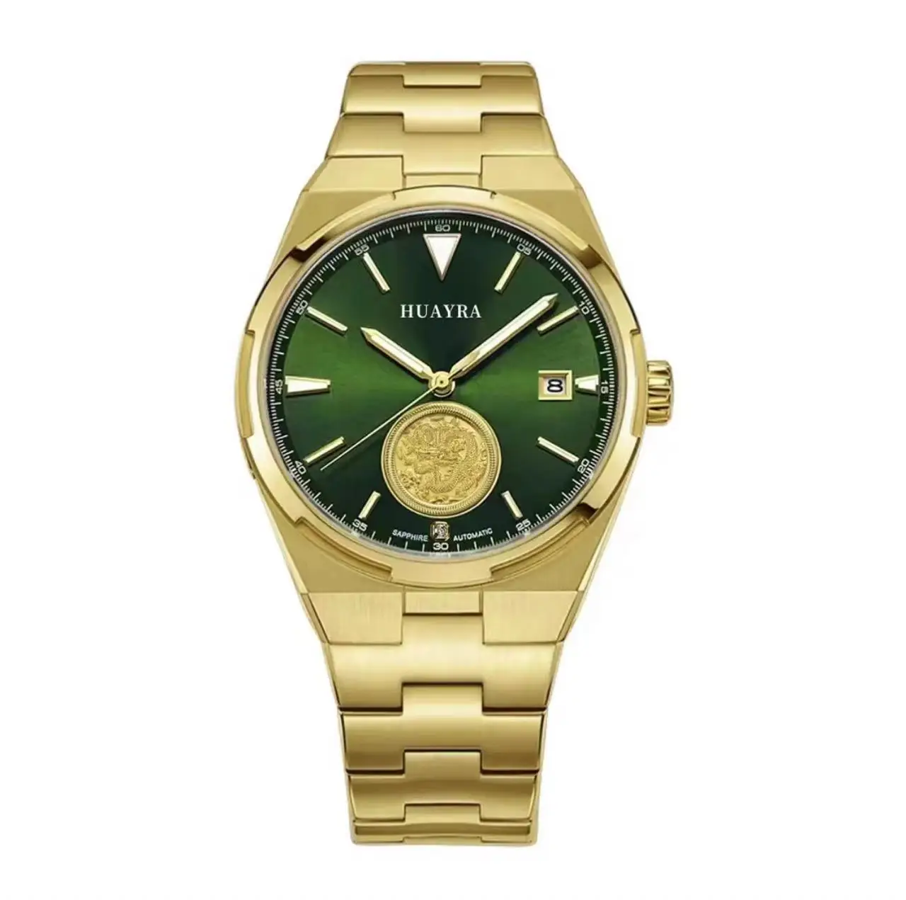 Textured green dial automatic mechanical watch