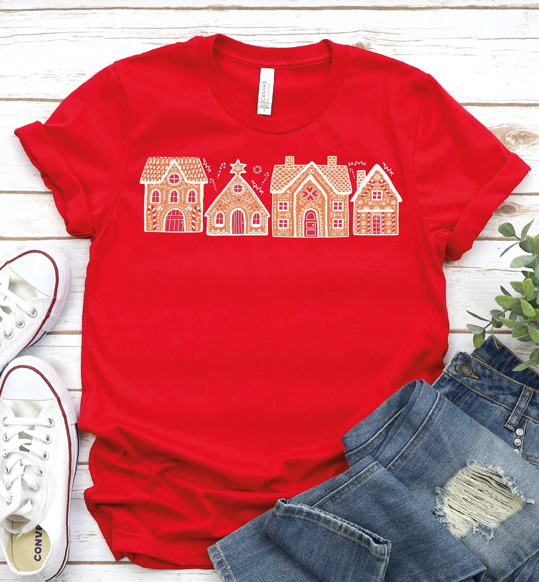 Gingerbread House T Shirt Holiday Christmas Gift Party Family Xmas Teacher