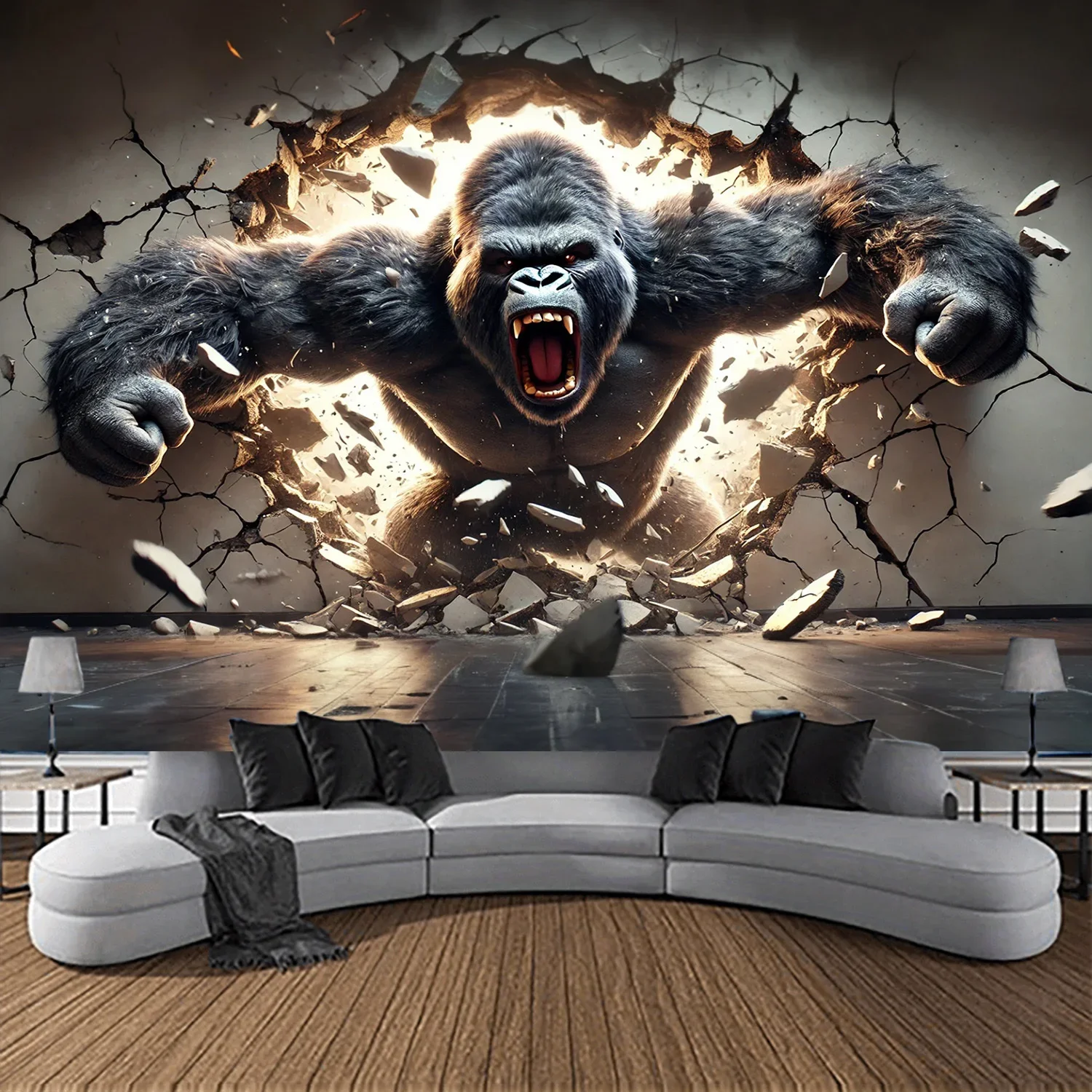 

1PC, 3D dynamic gorilla, animal themed party decoration, presenting a 3D effect, no installation required