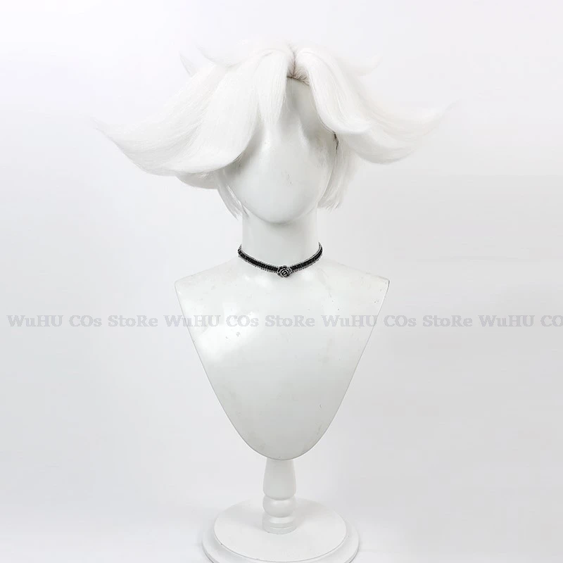 ReadyStock-Hazbin Cosplay Hotel Angel Dust Wig Angel Dust White Wig Dust Angel Cosplay Women Men Halloween Cosplay Wig