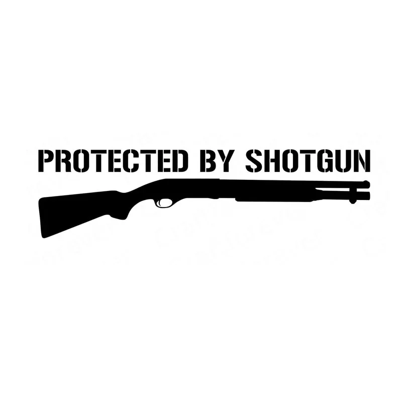 Protected By Shotgun Car Sticker Personalized Waterproof Decal Laptop Truck Motorcycle Auto Accessories PVC,15cm*4cm