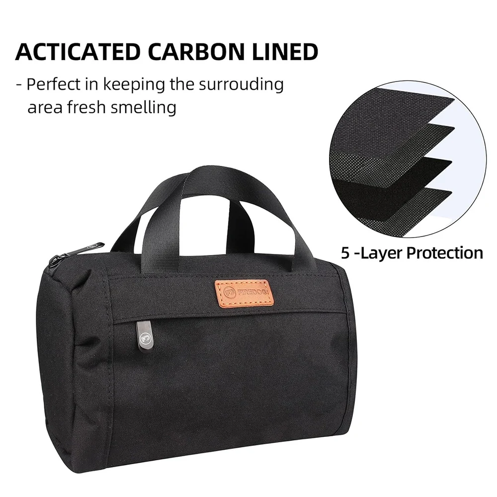 9”x4”x5” FIREDOG Smell Proof Pouch Black Large Smell Proof Bag with Carbon Large Bag view 6