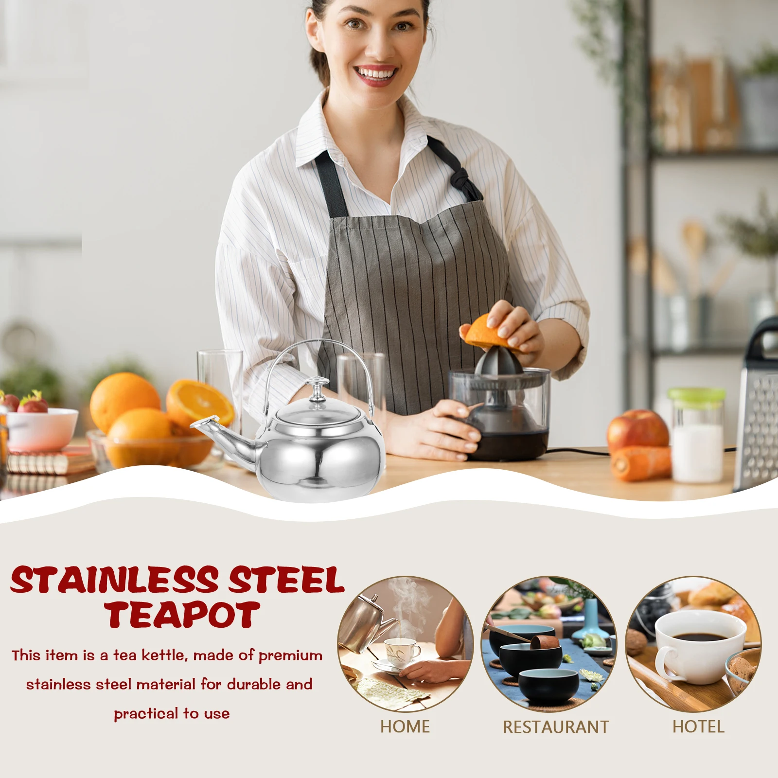 

Ergonomic Handle Stainless Steel Tea Kettle Cold Water Pot Wear-Resistant Rustproof Household Kettle For Home Kitchen Outdoor