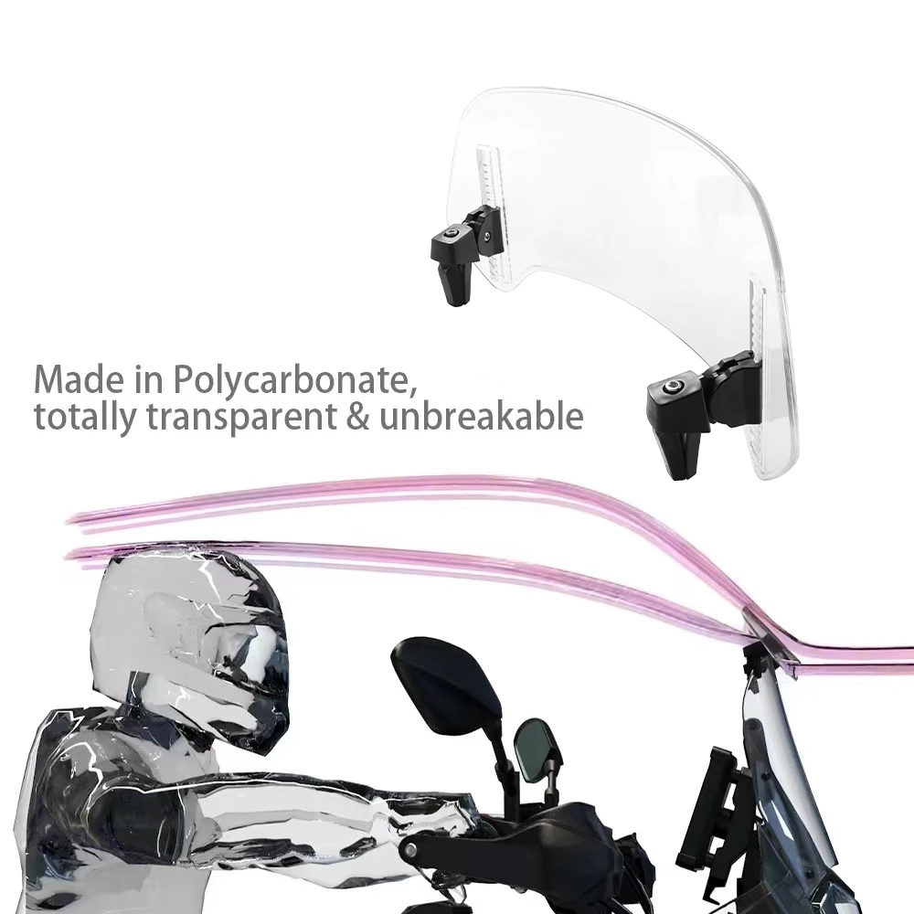 Universal MotorcycleWindshield Extension Adjustable Spoiler Clamp-On Windscreen Deflector