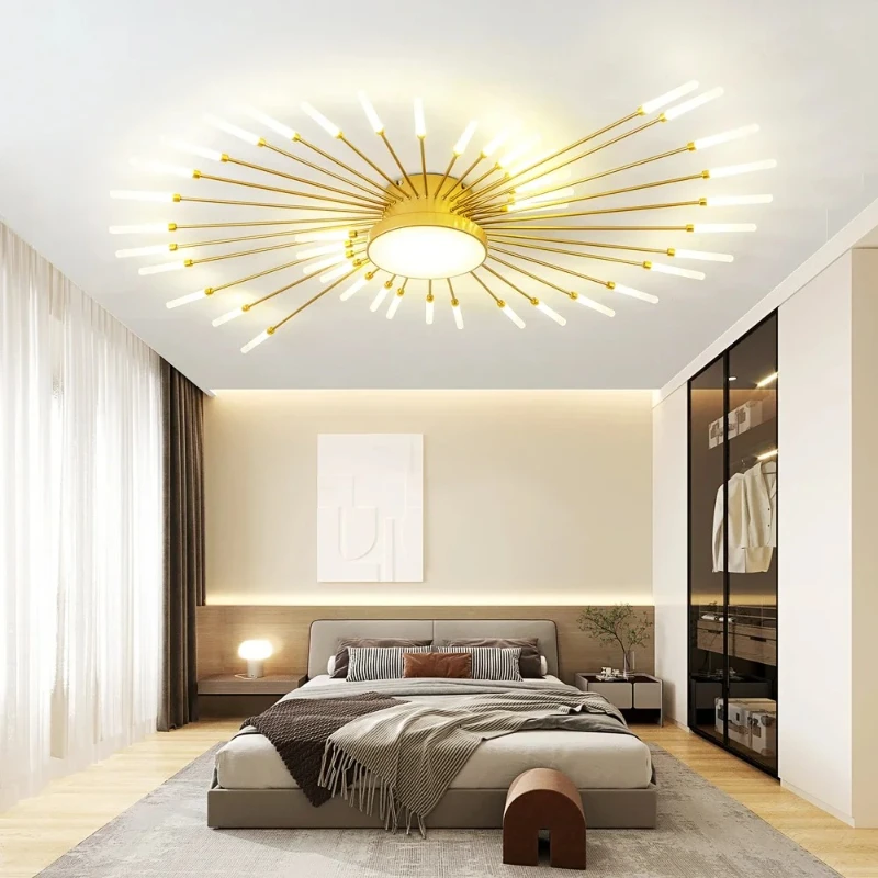 New Firework Chandelier Dimmable for Living Bedroom Room Ceiling Chandelier Dining Room LED Home Ceiling Lamp with Remote