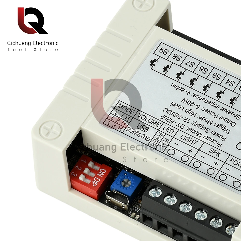 

DC12-85V HL20F Wide Voltage Voice Mp3 Player Module 20W One-To-One Trigger Custom Audio 8M Storage Micro USB