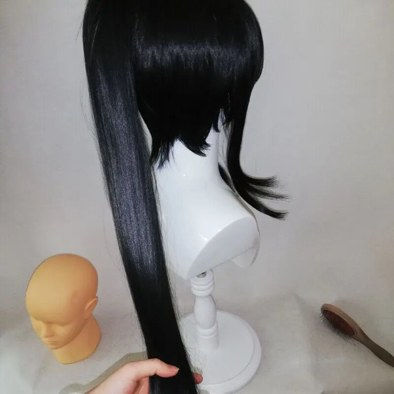 Ladies Party Wig Long Straight Ponytail Black Synthetic Wigs