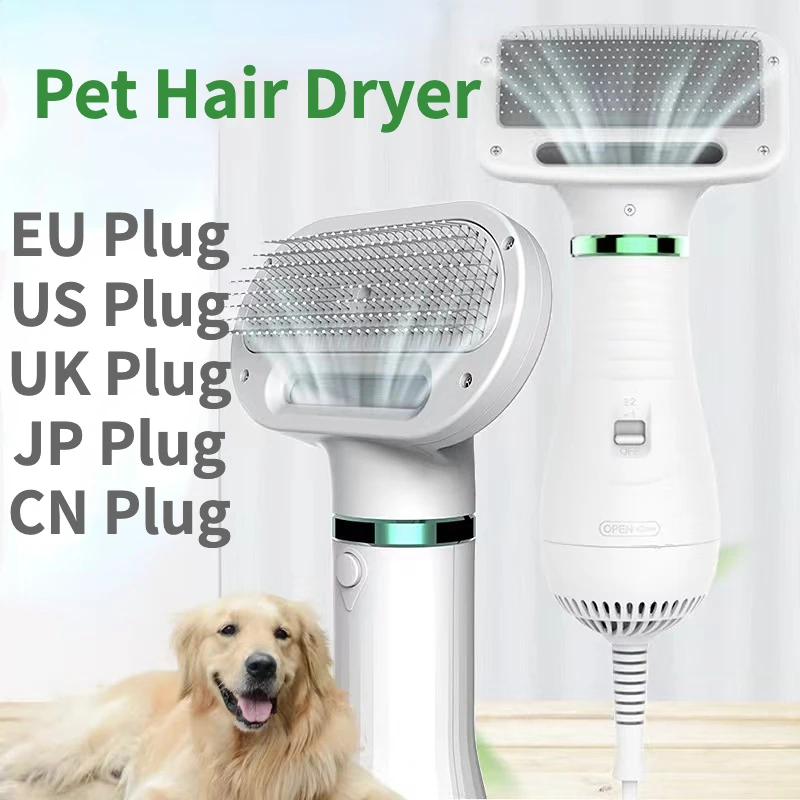 2-In-1 Pet Dog Dryer Quiet Dog Hair Dryers and Comb Brush Grooming Kitten Cat Hair Comb Puppy Fur Blower Adjustable Temprature