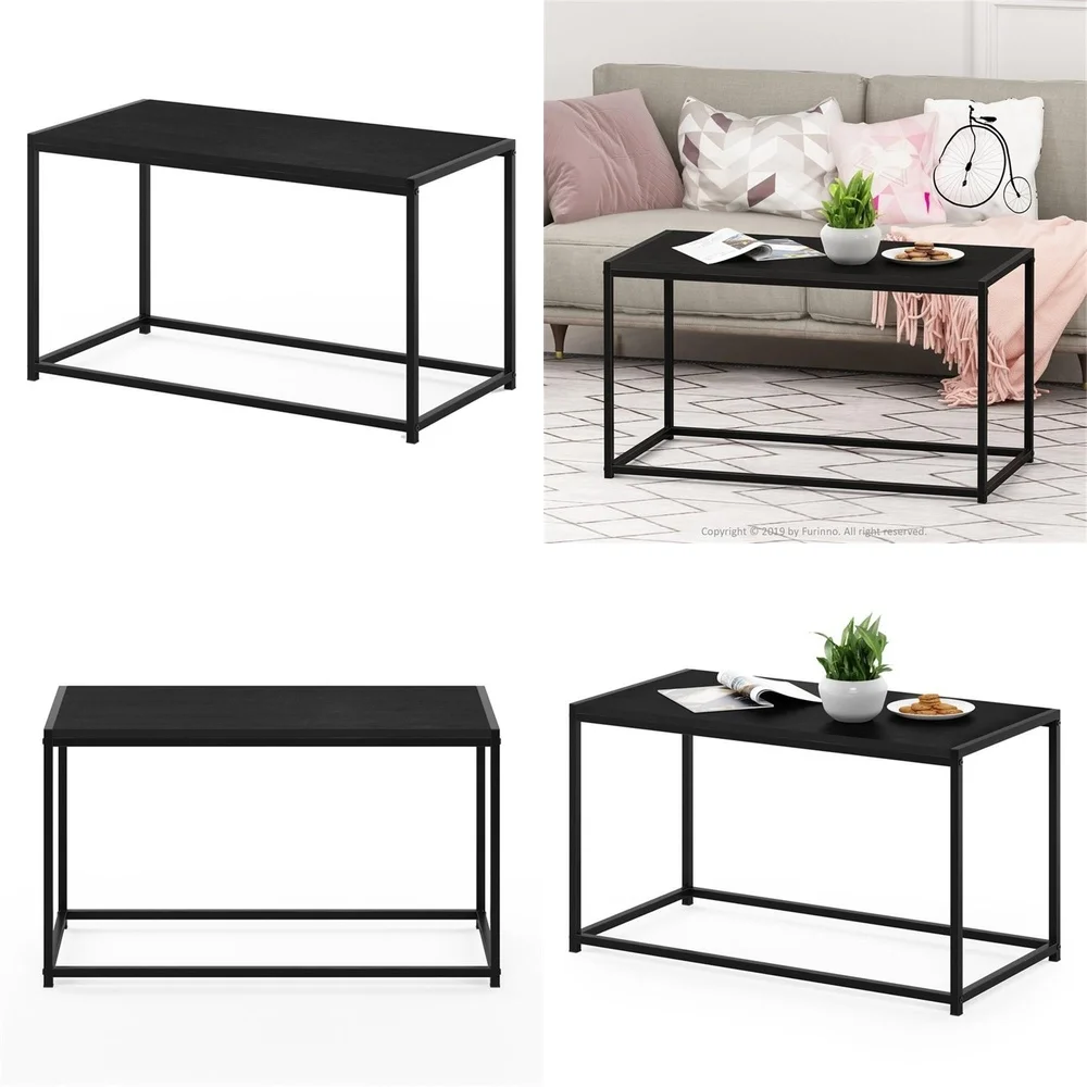 Mesas de caféMesa de centro moderna de madera de ingeniería con acabado negro elegante para elegancia y estilo de la sala de estar