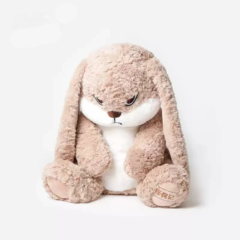 Large Size Angry Rabbit Plush Toy Long Ears Cute Animal Plushie Doll Kawaii Soft Stuffed Model Room Decor Birthday Xmas Gifts