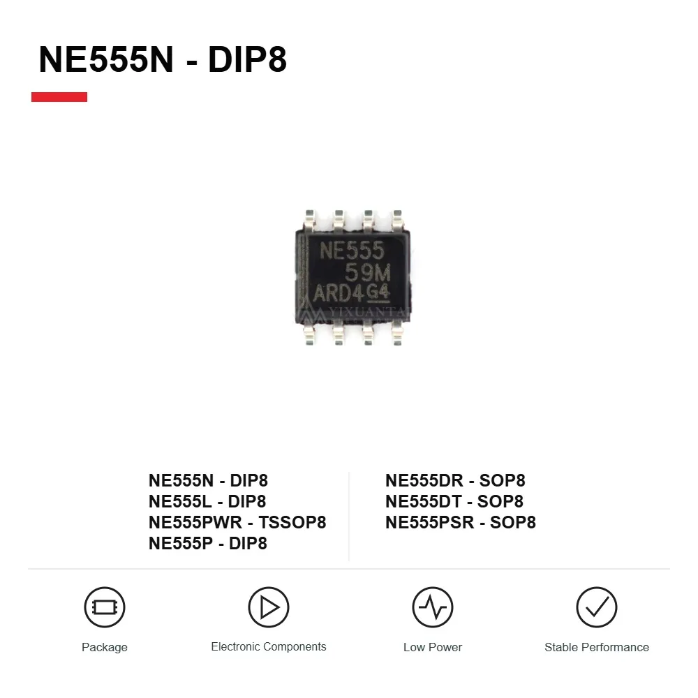 FLY 10PCS/LOT  NE555 NE555N NE555L NE555P NE555DR NE555DT NE555PWR NE555PSR  IC OSC TIMER 500KHZ  SINGLE 100KHZ SOP DIP