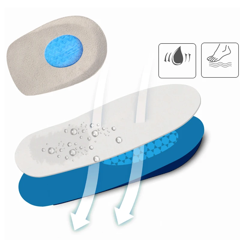 Silicone Gel Almofada do Salto para as Solas dos Pés, Aliviar Protetores de Dor no Pé, Spur Support, Shoes Pad, Feet Care Massage Inserts