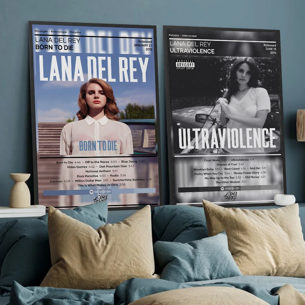 Singer Lana Del Rey Classic Music Album Anime Posters Sticky Fancy Wall Sticker for Living Room Bar Decoration Room Wall Decor