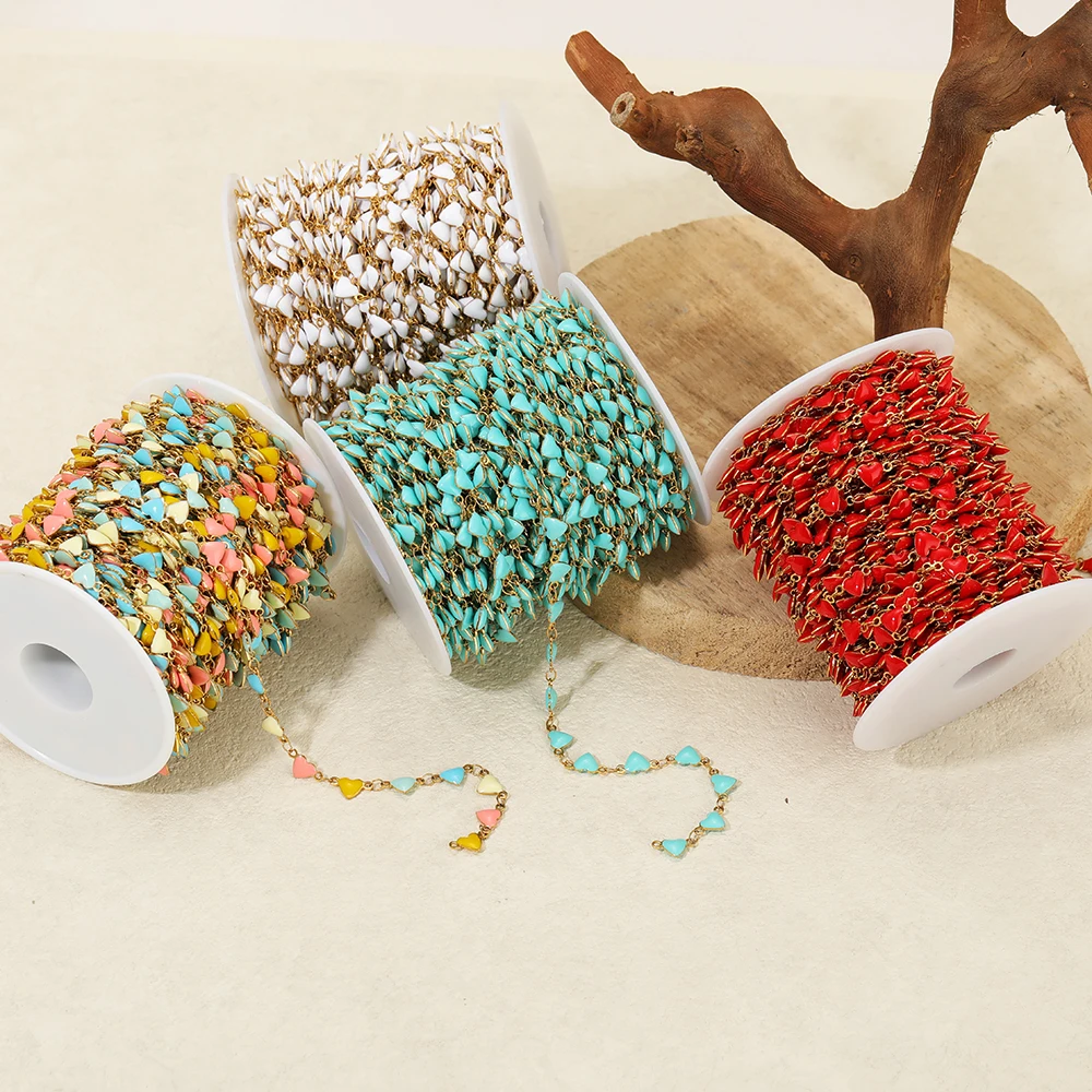 1 Meter Edelstahl 6mm Herz-Emaille-Ketten für handgefertigte Halsketten, Ohrringe, DIY-Schmuck und Armbänder. – Detail 5