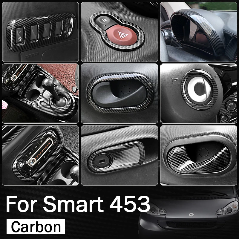 Carbon Car Interior Decoration Accessories ABS Protection Modification Sticker For Smart 453 Fortwo Forfour Car Exterior Styling