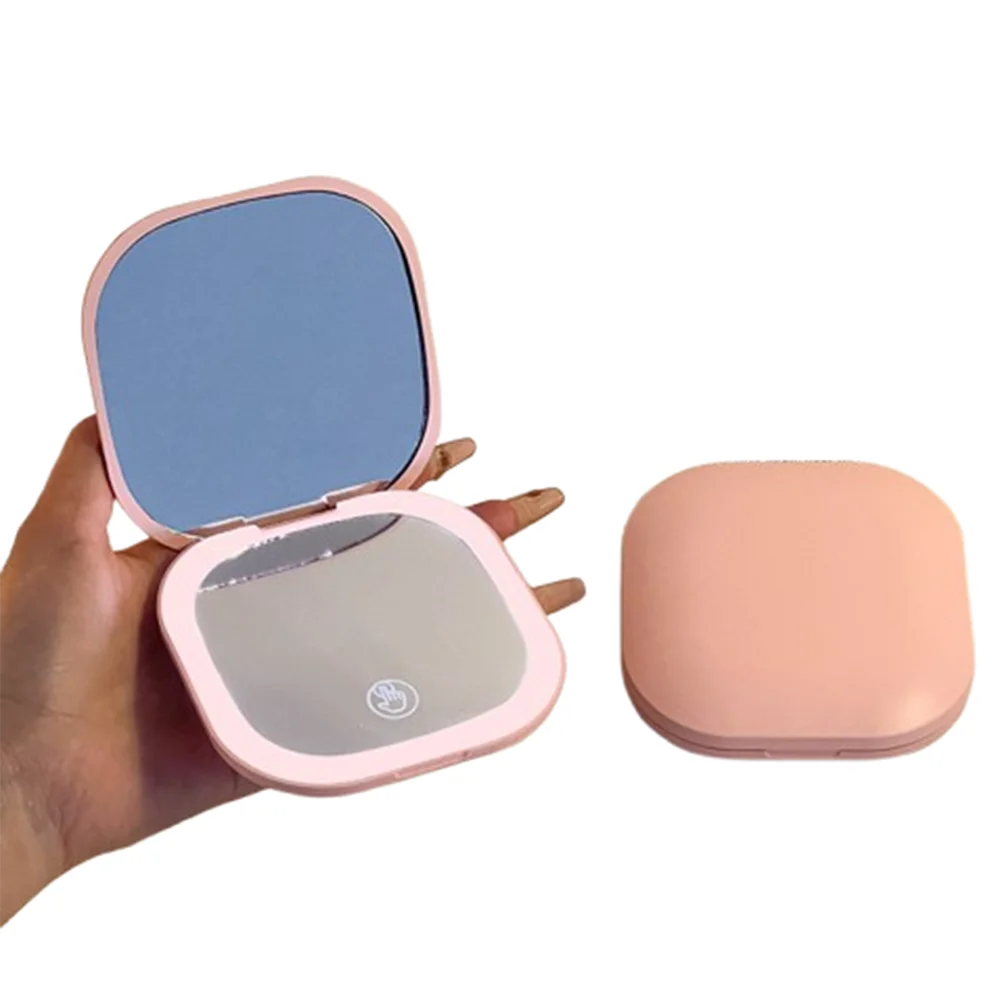 

Double Sided LED Makeup Mirror Touch Switch Dimmable Travel Cosmetic Mirrors USB Rechargeable INS Pocket Mirror with Light