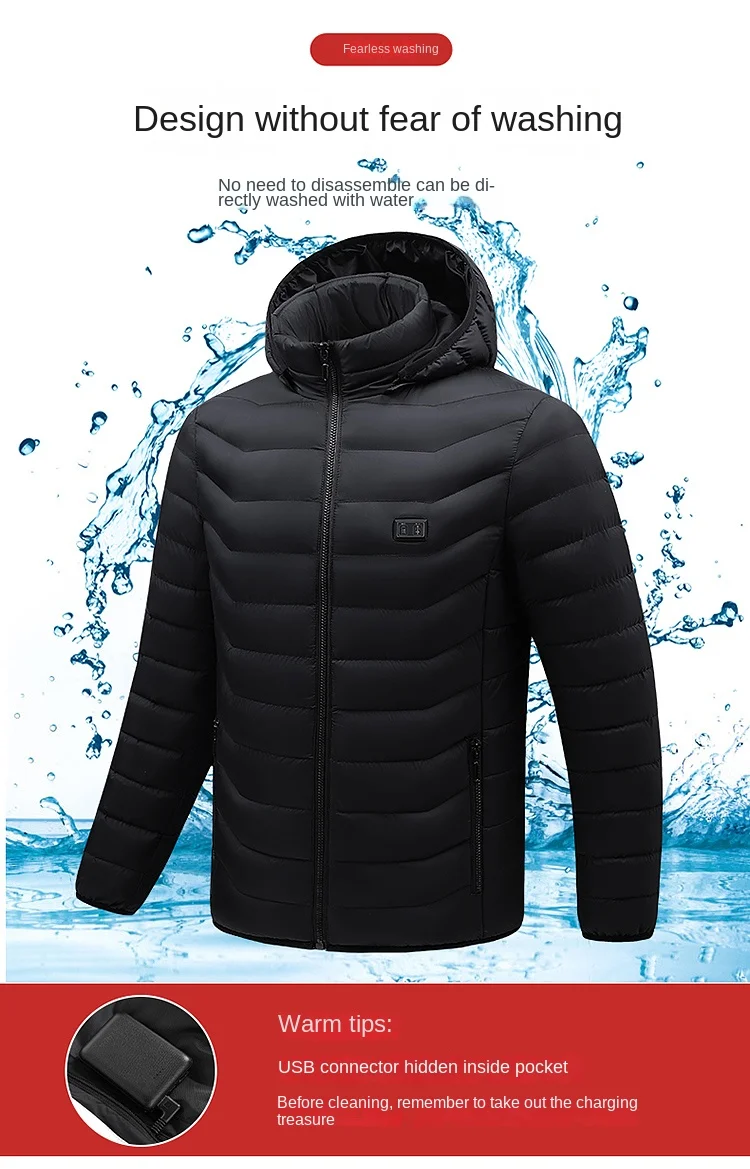 Dual Control 11 Zone Heating Jacket Winter Men's Outdoor Waterproof USB Intelligent Heating Ski Top Men's and Women's Parka Coat