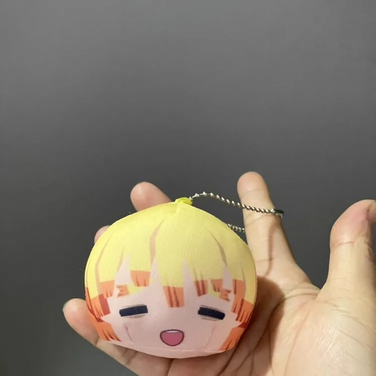 New Cute Anime Demon Nezuko Tanjiro Inosuke Zenitsu Face Plush Keychains Kids Stuffed Toys For Children 7CM