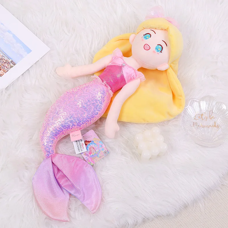 Cartoon Mermaid Plush Doll Beautiful Glitter Mermaid Princess Plush Toy Decorated Bedroom Sofa For A Girl's Birthday Present