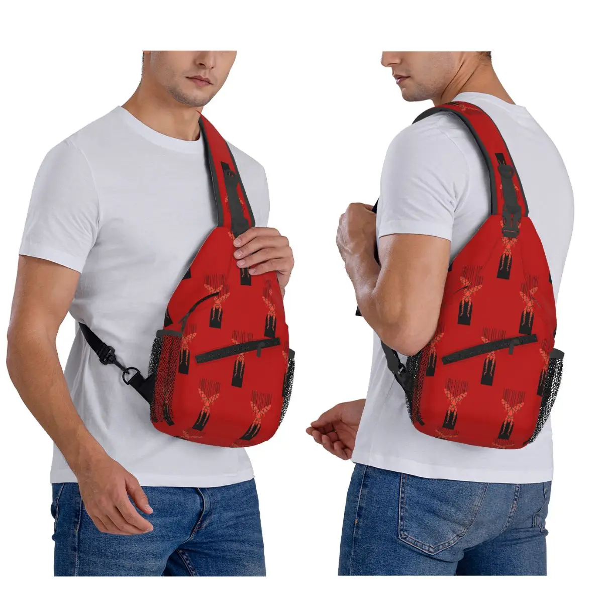 Shibari Bondage Hanging Girl Chest Bag Men Sling Crossbody Backpack Chest Bag Travel Hiking Daypack Shoulder Bag