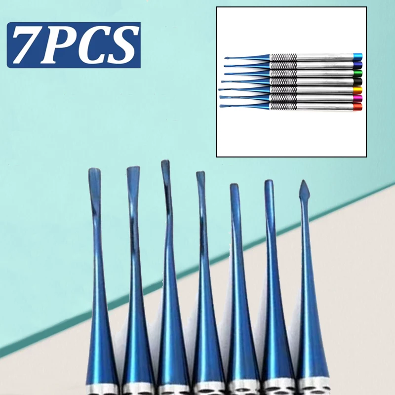 7 قطعة طقم جراحة الأسنان سبائك التيتانيوم الجذر المصاعد النازع لأدوات جراحة استخراج الأسنان على الحد الأدنى #1