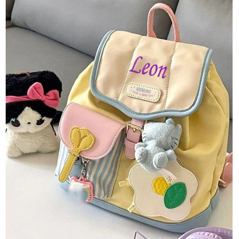 Mini Mochila pequeña personalizada para mujer, bonito de Color de contraste bolso de viaje, mochila escolar pequeña para viaje, 2023