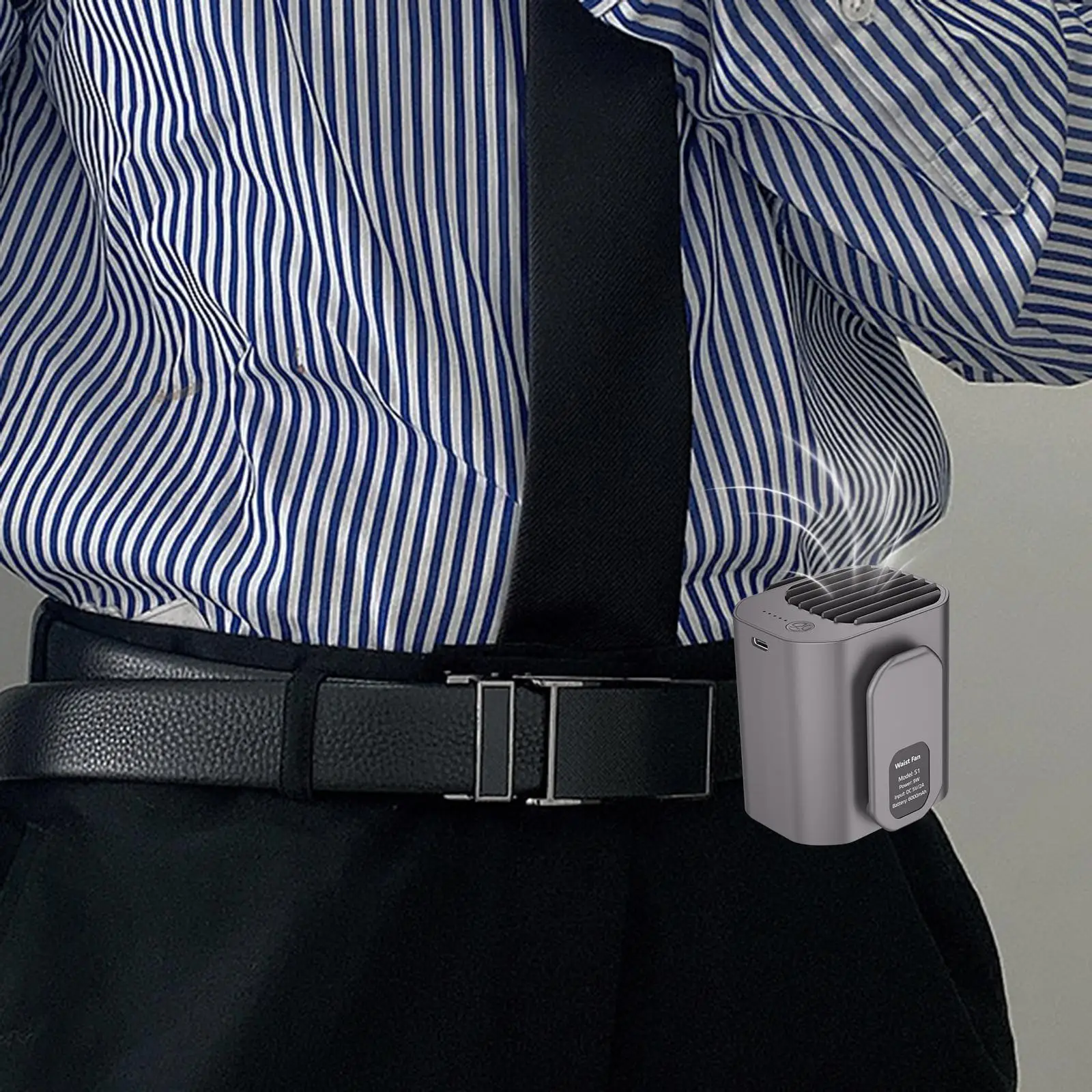 حزام شخصي مروحة مكتب المشجعين USB 6000mAh المحمولة مروحة صغيرة الخصر كليب على مروحة قلادة مروحة للعمال التنزه السفر مزارع في الهواء الطلق