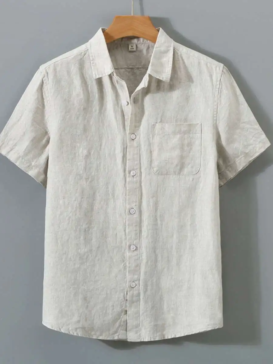 

New Summer Linen irt Men's ort Sve Thin Loose Linen Material Top Japanese Sle Retro Casual Cotton Loose Fit irt