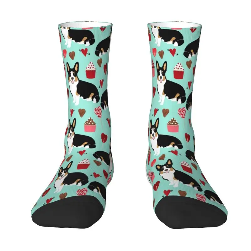 

Cool Print Welsh Corgi Dog Socks for Men Women Stretchy Summer Autumn Winter Crew Socks