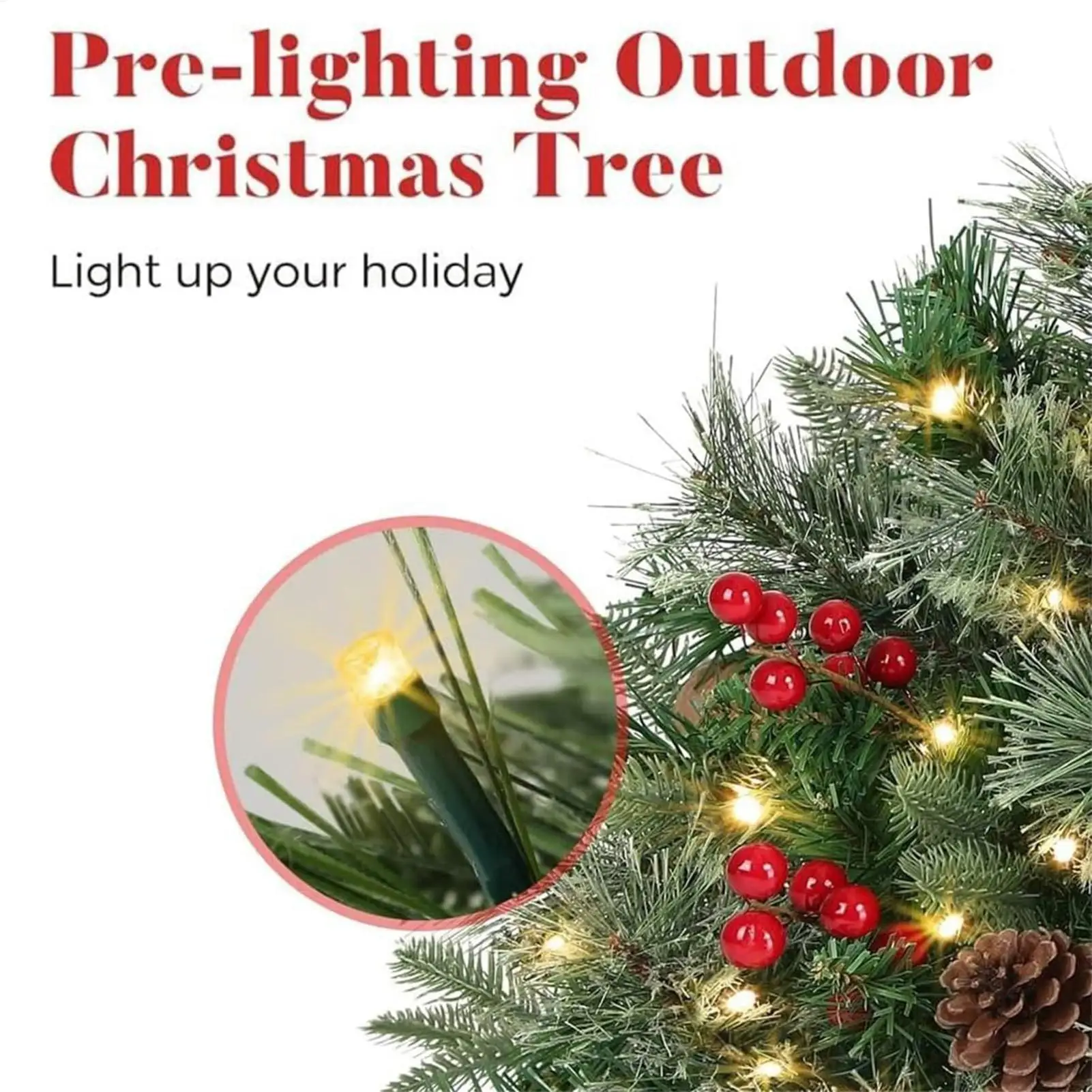 ของตกแต่งคริสต์มาสสำหรับใส่ในกระถางต้นไม้กลางแจ้ง พร้อมไฟประดับและขาตั้งแบบสามขา เหมาะสำหรับตกแต่งบ้าน สวน แปลงดอกไม้ และร้านค้าปลีก