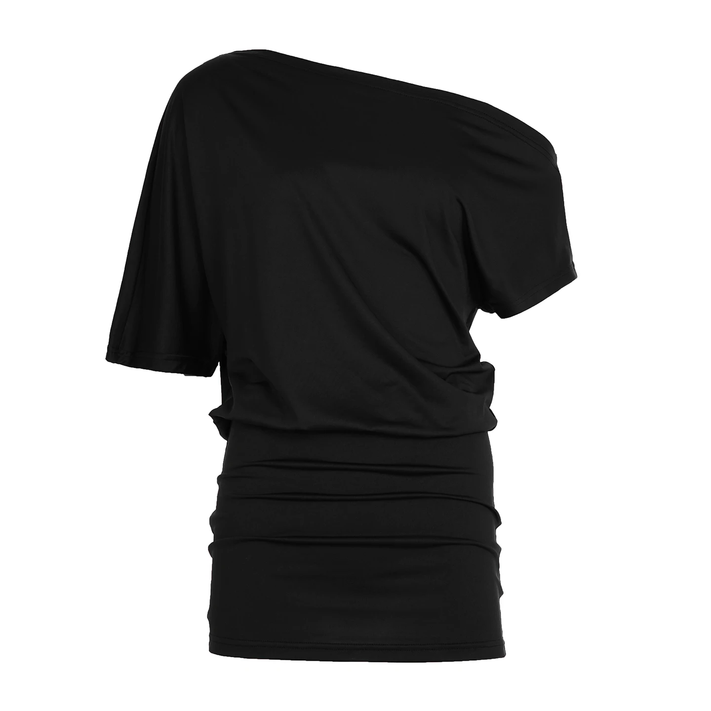 SUCHCUTE Wickelkleid mit Fledermausärmeln für Damen, One-Shoulder, solides, rückenfreies, figurbetontes Kleid, Abendparty, Clubkleid, Y2K, sexy Outfits für den Sommer – Detail 6