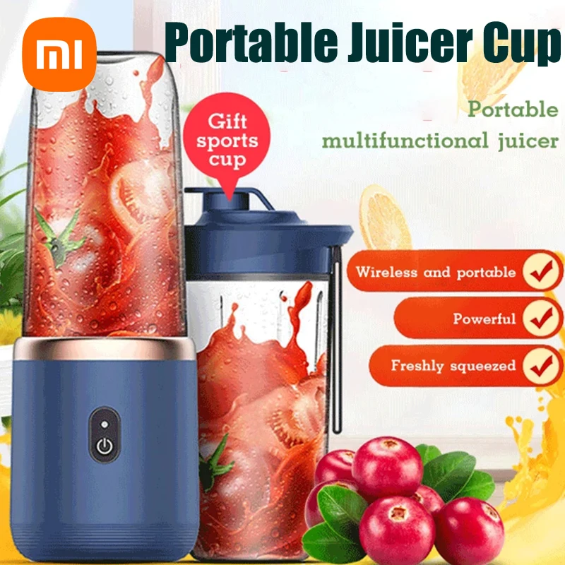 Xiaomi Portable Electric Fruit Juice Blenders 400ml Personal sized Mini Bottle Home USB rechargeable 6 Blades blender Machine