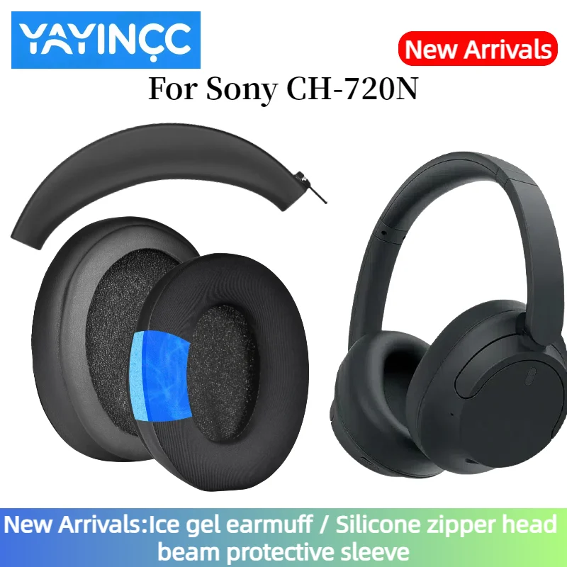 

YAYINCC Replace Cooling Gel Ear Pads / Silicone zipper head beam protective cover For Sony WH-CH710N CH720 CH700 Headphones