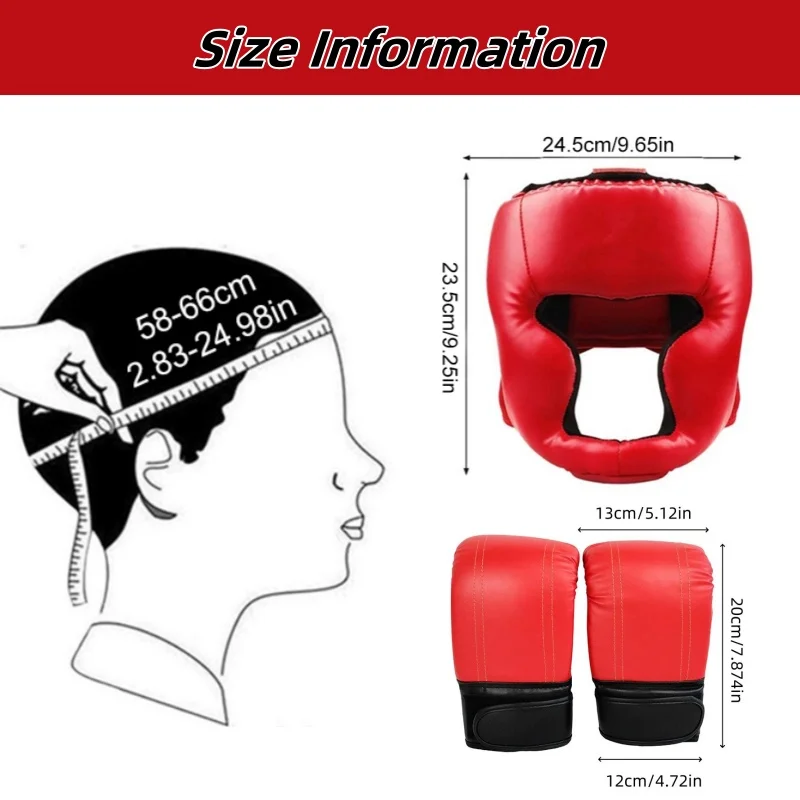 1 piair Boxing Gloves and 1 piese Helmet Taekwondo Head gear muay Thai Headgear, Adult Sanda Training Protective Equipment