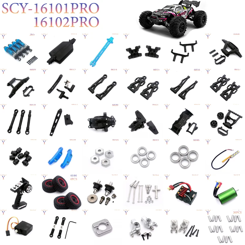 SCY 16101 PRO 16102 PRO RC Automotive Parts Turning Shaft Gear Bearing Pull Rod Steering Cup Swing Arm Motor Tire Screws