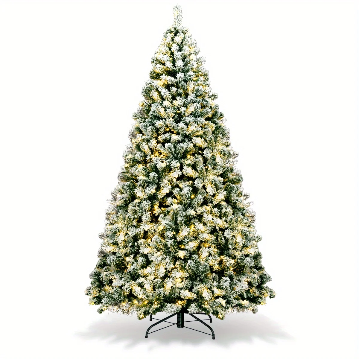 

7.5Ft Pre-Lit Premium Snow Flocked Hinged Artificial Christmas Tree w/550 Lights Halloween Christmas Gift