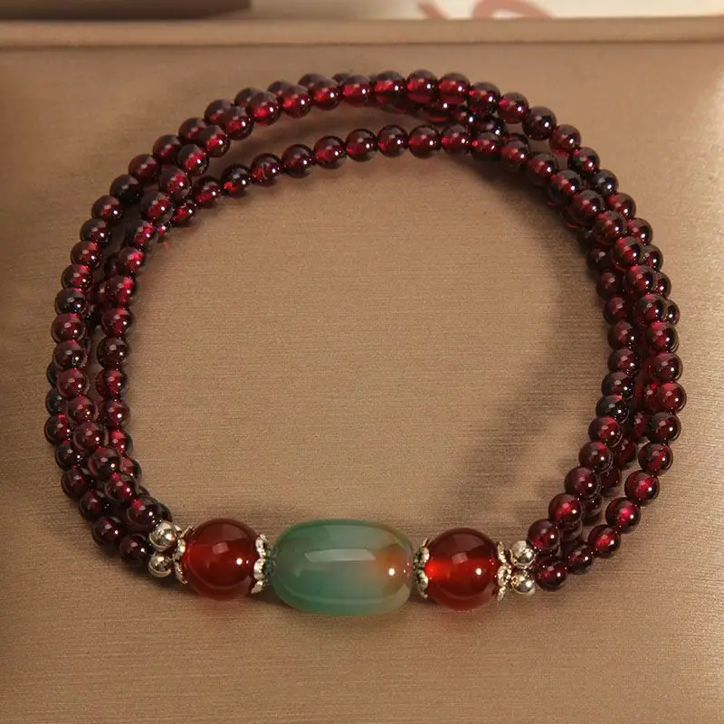 Multi Layered Garnet Bracelet for Female Xia Ins, Niche, Light Luxury, High-end Red Agate Bracelet As A Gift for Best Friend