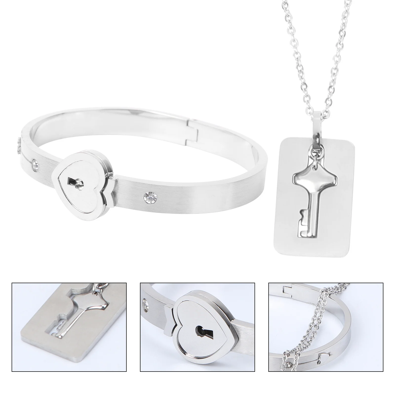 

Chic Heart Symbol Bracelet in Titanium Steel Featuring Key Charm Clasp Perfect Engagement Proposal Gift for Girlfriend Wife