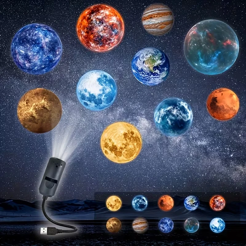 Starry Sky & Moon Lamp – Creative LED Bedroom Night Light / Projector / Ambient Light (Includes 10 Projection Slides)