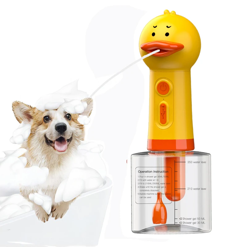 

Portable Dog Washer and Shampoo Spray Duck Pet Foaming Machine Automatic Foam Machine for Cats and Dogs