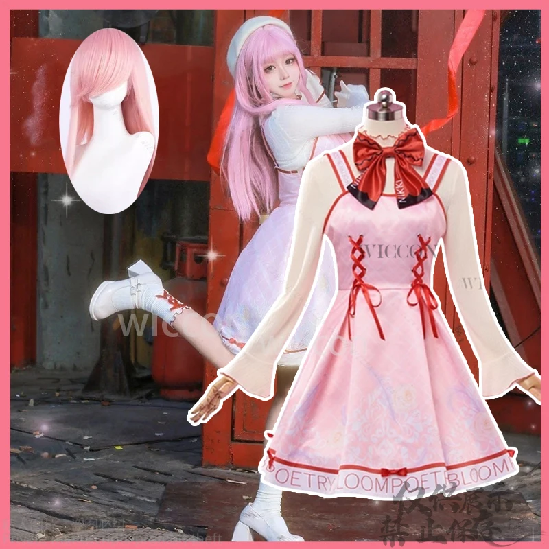 Anime gra Infinity Nikki Lolita różowa sukienka Nikki peruki do Cosplay dla dziewczynek kobieta na Halloween prezenty na przyjęcie bożonarodzeniowe dostosowane