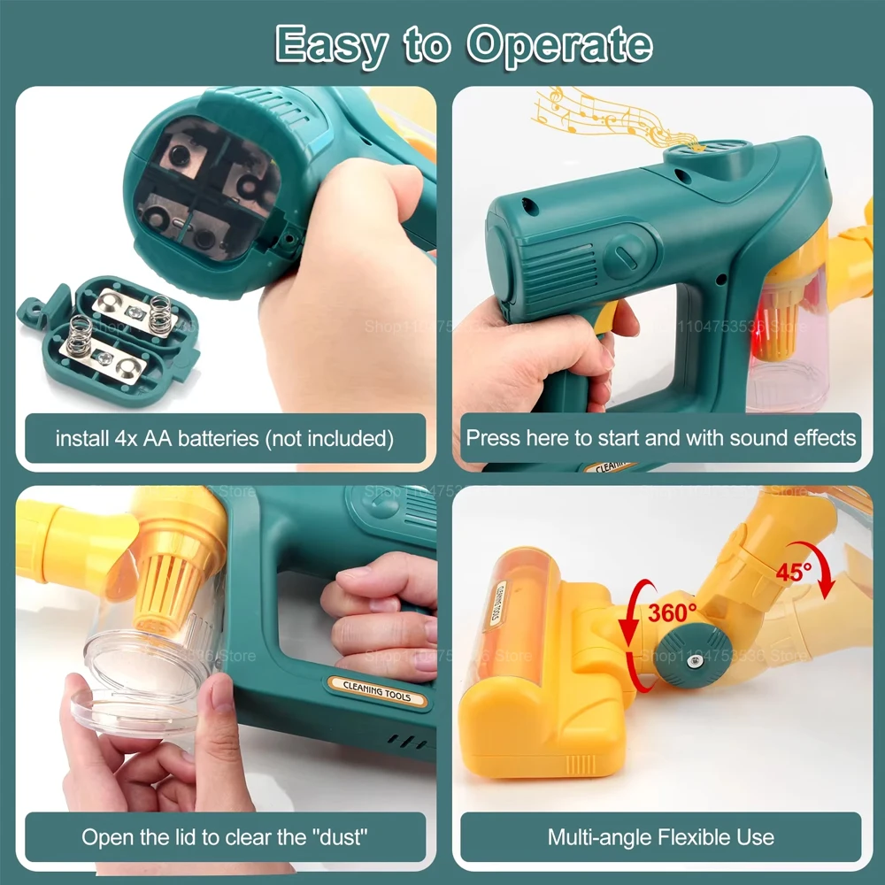 Elektrischer Mini-Staubsauger mit Licht und Musik, Reiniger, vorgetäuscht, Spielzeug für Kinder, Haushalt, Spielzeug, Reinigungsset, Geschenke für Mädchen und Jungen