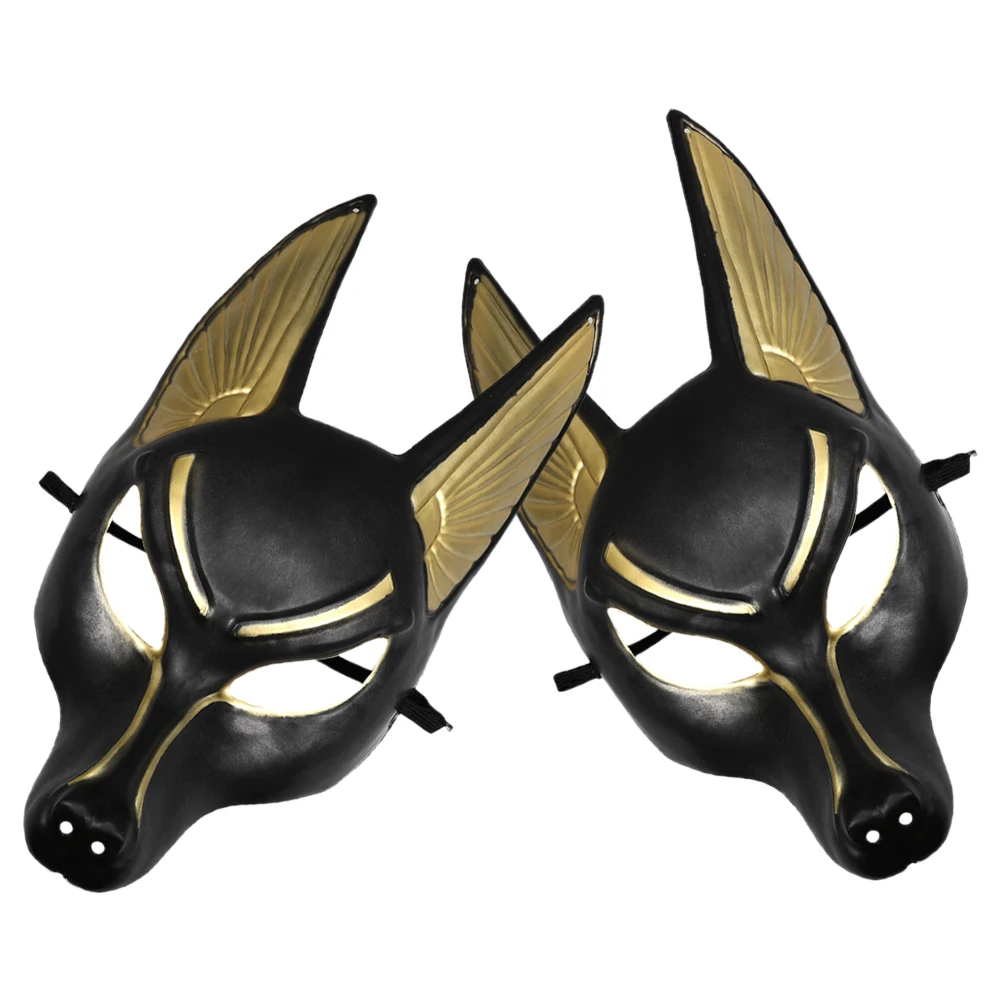 

2pcs Mask Halloween Cosplay Masquerade Party Decorative Masks Black Costume Props Scary Costume Mask Horror Retro