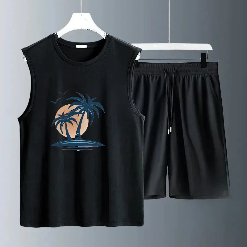 

Летние модные мужские комплекты, быстросохнущие шорты, спортивный комплект, мужская дышащая футболка с коротким рукавом + спортивный мужской пляжный комплект из полиэстера для бега